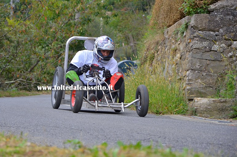 RICCO' DEL GOLFO (Cronodiscesa Casella-Valdipino 2014) - Il carrettino a 4 ruote gommate n.14 con struttura tubolare in acciaio.
		Il suo tempo finale (3'02"14)  risultato il 7 della categoria "gommato singolo" e il 12 in assoluto