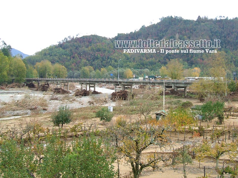 PADIVARMA - Intorno ai piloni del ponte sul Vara si è accatastata una grande quantità di legname, ma la struttura ha resistito alla furia delle acque