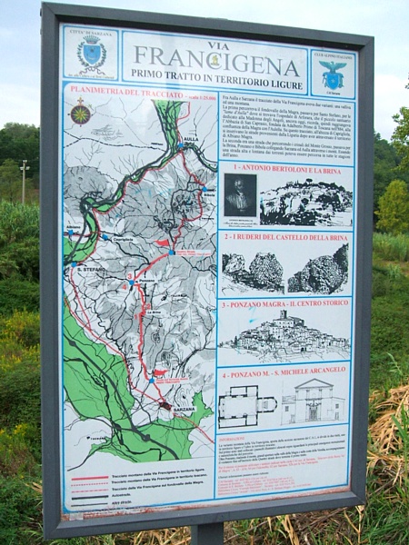 VIA FRANCIGENA (Sarzana) - Segnaletica con informazioni turistiche sul primo tratto in territorio ligure