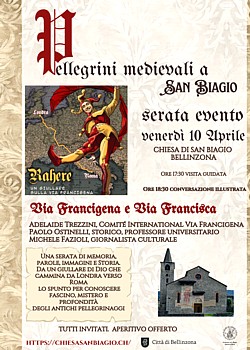 Locandina della serata-evento presso la Chiesa di San Biagio a Bellinzona