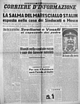 CORRIERE D'INFORMAZIONE del 6/7 marzo 1953 - Tutta la prima pagina dedicata alla morte di Stalin