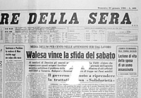 CORRIERE DELLA SERA del 25 gennaio 1981 - Sciopero nei cantieri di Danzica. Walesa vince la sfida per l'ottenimento del sabato non lavorativo...