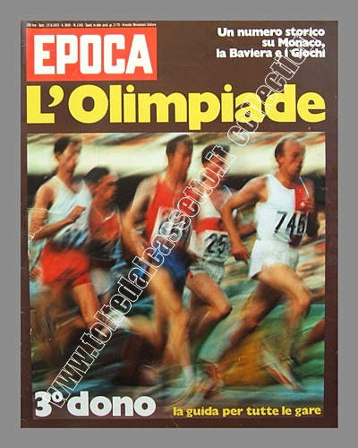 EPOCA del 25 agosto 1972 - Numero storico con la guida per tutte le gare della XX Olimpiade organizzata a Monaco di Baviera