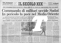 IL SECOLO XIX del 7 ottobre 1981 - Un commando di militari uccide il presidente egiziano Anwar Sadat