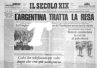 IL SECOLO XIX del 15 giugno 1982 - Guerra delle Falkland: sta per cadere anche Port Stanley e l'Argentina tratta la resa