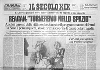 IL SECOLO XIX del 30 gennaio 1986 - Il Presidente Usa Ronald Reagan assicura che i progetti spaziali proseguiranno