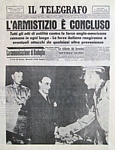 Il TELEGRAFO del 9 settembre 1943 - L'armistizio dell'Italia con le Nazioni Alleate  concluso (8 settembre 1943)