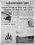 LA GAZZETTA DELLO SPORT del 3 agosto 1948 - Alle Olimpiadi di Londra Adolfo Consolini vince la medaglia d'oro nel lancio del disco. Secondo l'altro azzurro Giuseppe Tosi