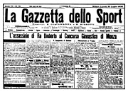 LA GAZZETTA DELLO SPORT del 30 luglio 1900 - Anche la testata sportiva di Milano dedica tutta la prima pagina all'assassinio del re Umberto I avvenuto a Monza