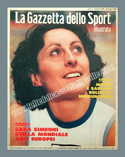 LA GAZZETTA DELLO SPORT illustrata del 26 agosto 1978 - Sara Simeoni stella mondiale agli Europei di atletica leggera