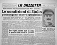 LA GAZZETTA di LIVORNO del 5 marzo 1953 - Titolo di prima pagina sulle gravissime condizioni di salute di Stalin