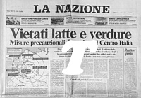 LA NAZIONE del 3 maggio 1986 - Misure precauzionali: vietati latte e verdure. La nube sul Centro Italia