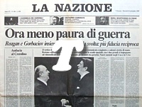 LA NAZIONE del 22 novembre 1985 - Meno paura di guerra: Reagan e Gorbaciov annunciano la svolta