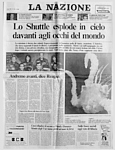 LA NAZIONE del 29 gennaio 1986 - Lo Shuttle esplode in cielo davanti agli occhi del mondo