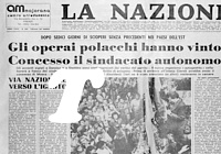 LA NAZIONE del 31 agosto 1980 - Gli operai della Polonia vincono la loro battaglia. Concesso il sindacato autonomo (Solidarnosc)