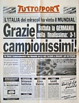 TUTTOSPORT del 12 luglio 1982 - Grazie Campionissimi ! Battuta la Germania 3-1 nella finalissima...