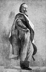 Giuseppe Garibaldi ritratto durante la "Spedizione dei Mille". (Litografia dell'epoca di L.Cadolini)