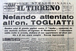 IL TIRRENO del 14 luglio 1948 - In prima pagina l'attentato all'on. Palmiro Togliatti