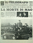 IL TELEGRAFO del 10 settembre 1976 - In prima pagina la notizia della morte di Mao Tse-Tung (Mao Zedong), Presidente della Repubblica Popolare Cinese