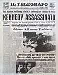 IL TELEGRAFO del 23 novembre 1963 - Prima pagina dedicata all'assassinio del Presidente USA John Fitzgerald Kennedy