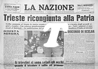 LA NAZIONE (Italiana) del 6 ottobre 1954 - Dopo gli accordi di Londra, Trieste ricongiunta all'Italia