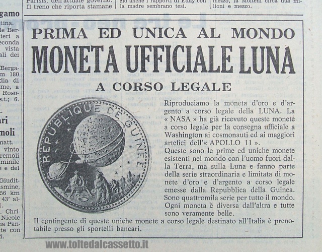 MISSIONE APOLLO 11 - Monete oro e argento - serie limitata - coniate dalla Repubblica di Guinea