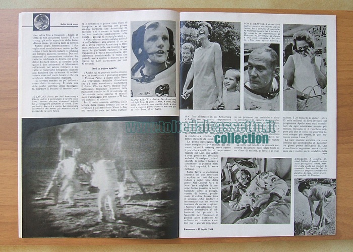PANORAMA del 31 luglio 1969 - Alcune immagini che mostrano gli astronauti di Apollo 11 sulla Luna e le loro famiglie