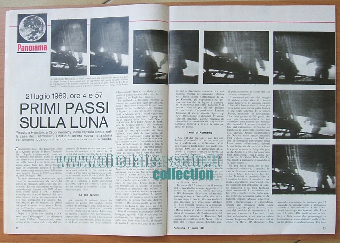 PANORAMA del 31 luglio 1969 - Armstrong scende dal Lem "Aquila" e passeggia sulla Luna (articolo e immagini)