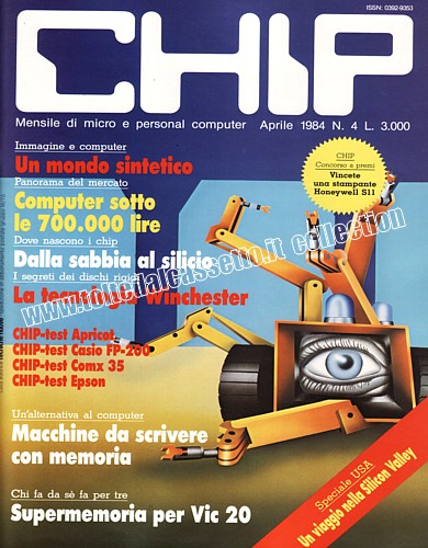 CHIP (Mensile di micro e personal computer) dell'aprile 1984 - Oltre a vari test, la rivista presenta uno "Speciale Usa" avente come oggetto un viaggio nella Silicon Valley