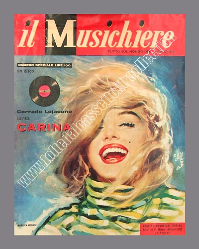 IL MUSICHIERE - Numero speciale del 30 aprile 1959 con disco allegato di Corrado Lojacono che canta "Carina"
