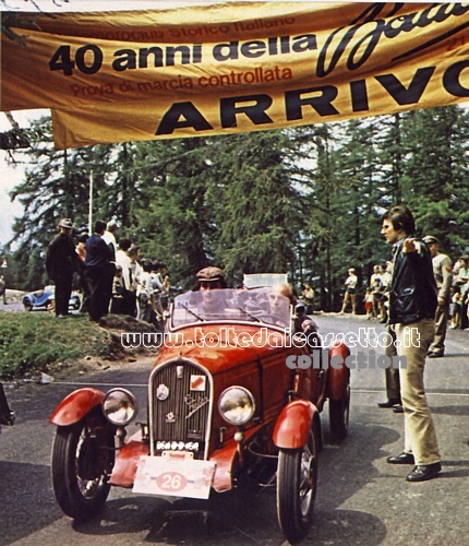 VALLE D'AOSTA (Col de Joux) - Un Fiat 508 Balilla Spider all'arrivo della gara organizzata per festeggiare i 40 anni di vita (1972 - foto Franco Rho)