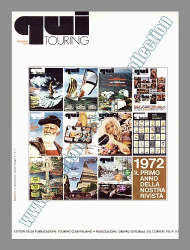 QUI TOURING del gennaio 1972 - Copertina dedicata al primo anno di vita della rivista