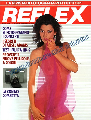 REFLEX del giugno 1984 - Come si fotografano i concerti. Provate 12 nuove pellicole a colori. Test Fujica HD-S. In copertina una modella fotografata da Ennio Paponi