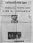 LA GAZZETTA DELLO SPORT del 28 ottobre 1946 - Fausto Coppi vince il 40° Giro di Lombardia. E' la prima volta che si impone nella classicissima d'autunno