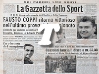 LA GAZZETTA DELLO SPORT dell'11 ottobre 1948 - Adolfo Consolini batte nuovamente il record del mondo di lancio del disco portandolo a 55,33 metri