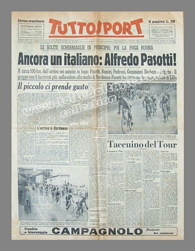 TUTTOSPORT (Edizione Straordinaria del 23 luglio 1950) - Al 37 Tour de France Alfredo Pasotti si impone in volata sulla pista dello stadio di Bordeaux