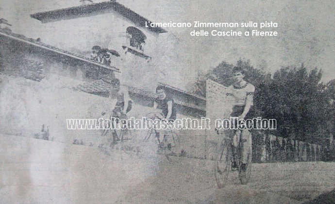L'"americano volante" Arthur Zimmerman, uno dei campioni di inizio Novecento, al suo esordio sulla pista in cemento delle Cascine, allestita dal Club Sportivo Firenze