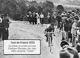 TOUR DE FRANCE 1933 - Il giovanissimo italiano e ligure Giuseppe Martano, vincitore della categoria "isolati", in azione su una strada sterrata impossibile tipica della corsa