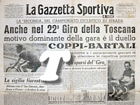 LA GAZZETTA SPORTIVA dell'11 aprile 1948 - Sfida tra Coppi e Bartali attesa nel 22° Giro della Toscana