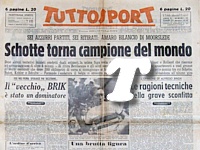 TUTTOSPORT del 21 agosto 1950 - Sul circuito di Moorslede, Brik Schotte di nuovo campione mondiale di ciclismo su strada. Brutta figura degli italiani: tutti ritirati!