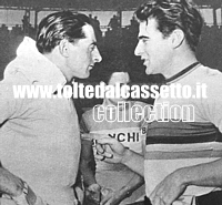Fausto Coppi e l'australiano Patterson, all'epoca campione mondiale d'inseguimento su pista