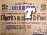 MILANINTER del 28 dicembre 1959 - In campionato l'Inter batte il Genoa 2-0. L'arbitro Lo Bello convocato a Milano per il caso Invernizzi