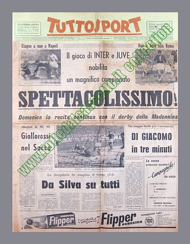 TUTTOSPORT del 18 febbraio 1963 - Nel campionato di calcio spettacolissimo al Fuorigrotta dove l'Inter travolge il Napoli per 5-1. E la prossima domenica ci sarà il derby della Madonnina...
